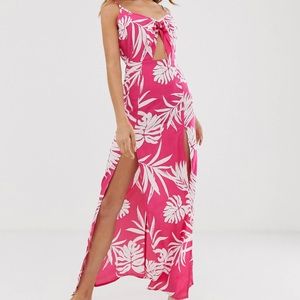 Influence floral print tie front beach maxi dress